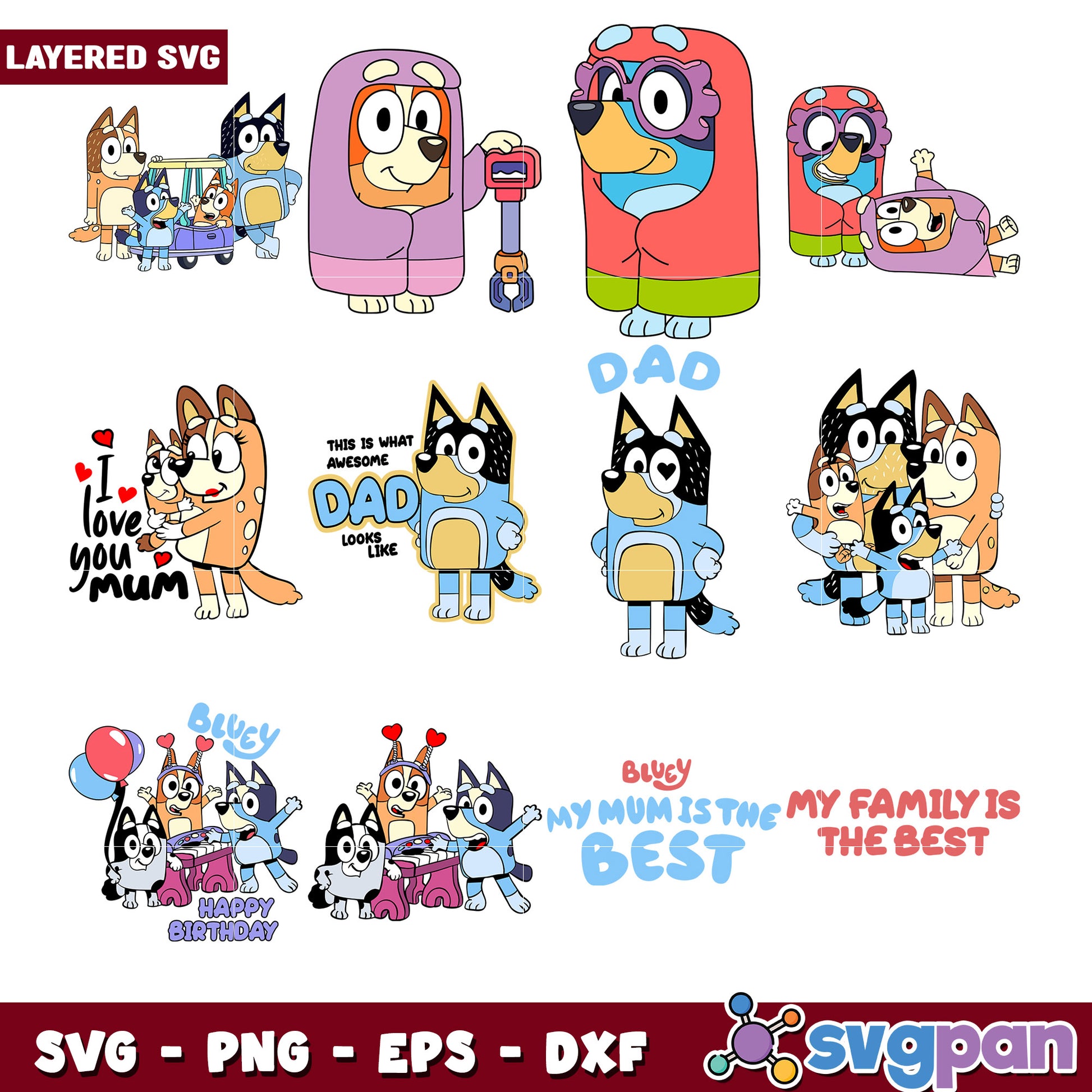 Bluey Family SVG Bundle for Fun DIY Projects