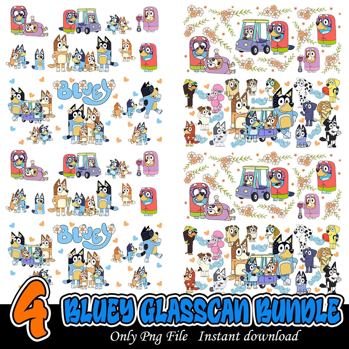 Bluey Glasscan Bundle PNG Digital Download for Kids Fun