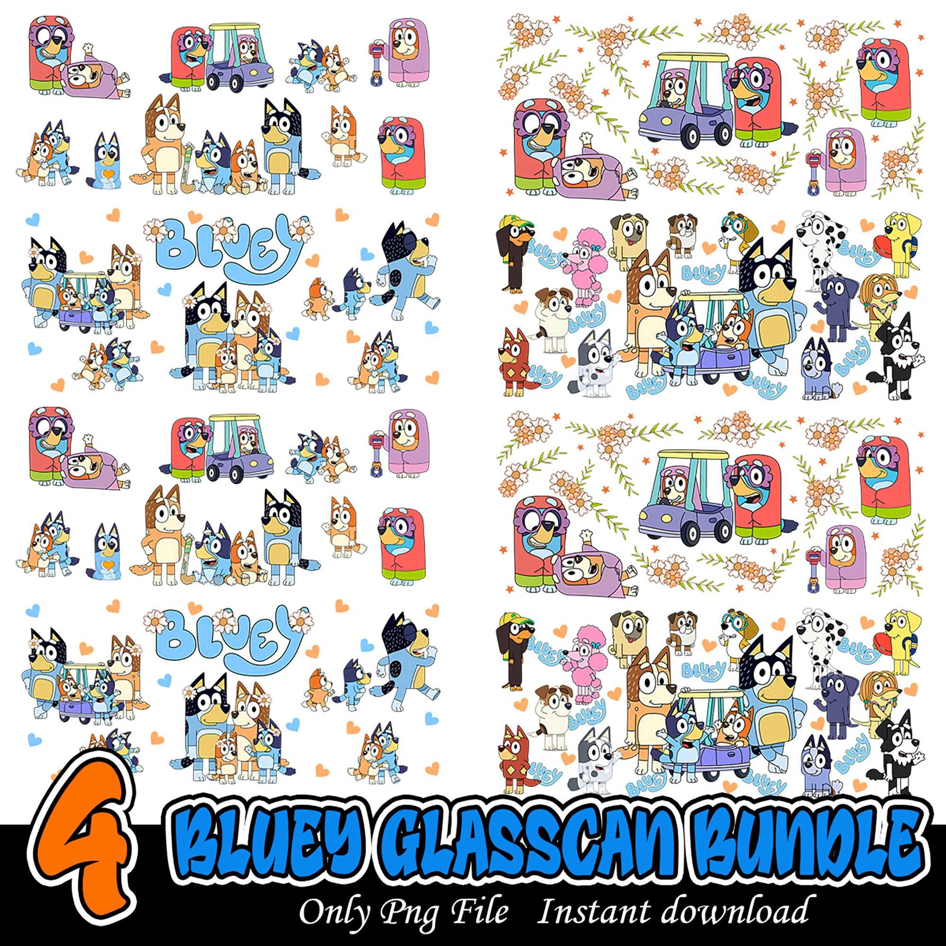 Bluey Glasscan Bundle PNG Digital Download for Kids Fun