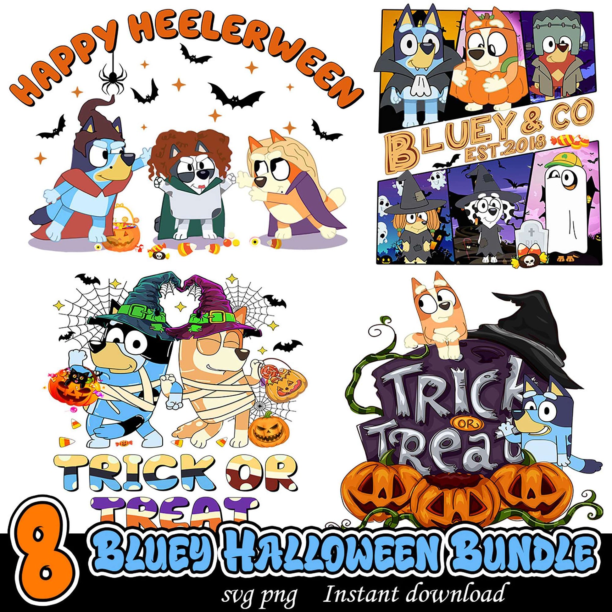 Bluey Halloween Bundle SVG PNG Instant Download