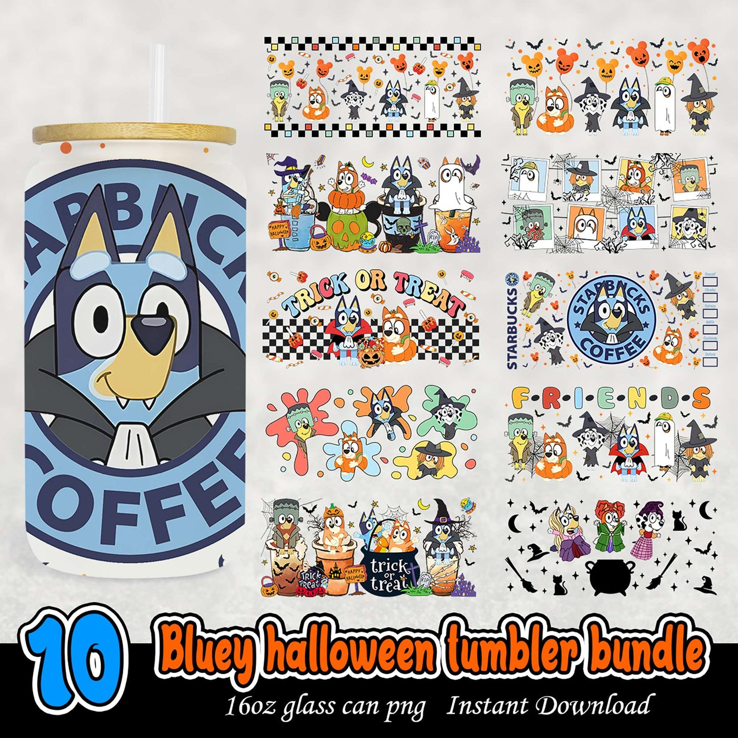 Bluey Halloween Tumbler PNG Bundle