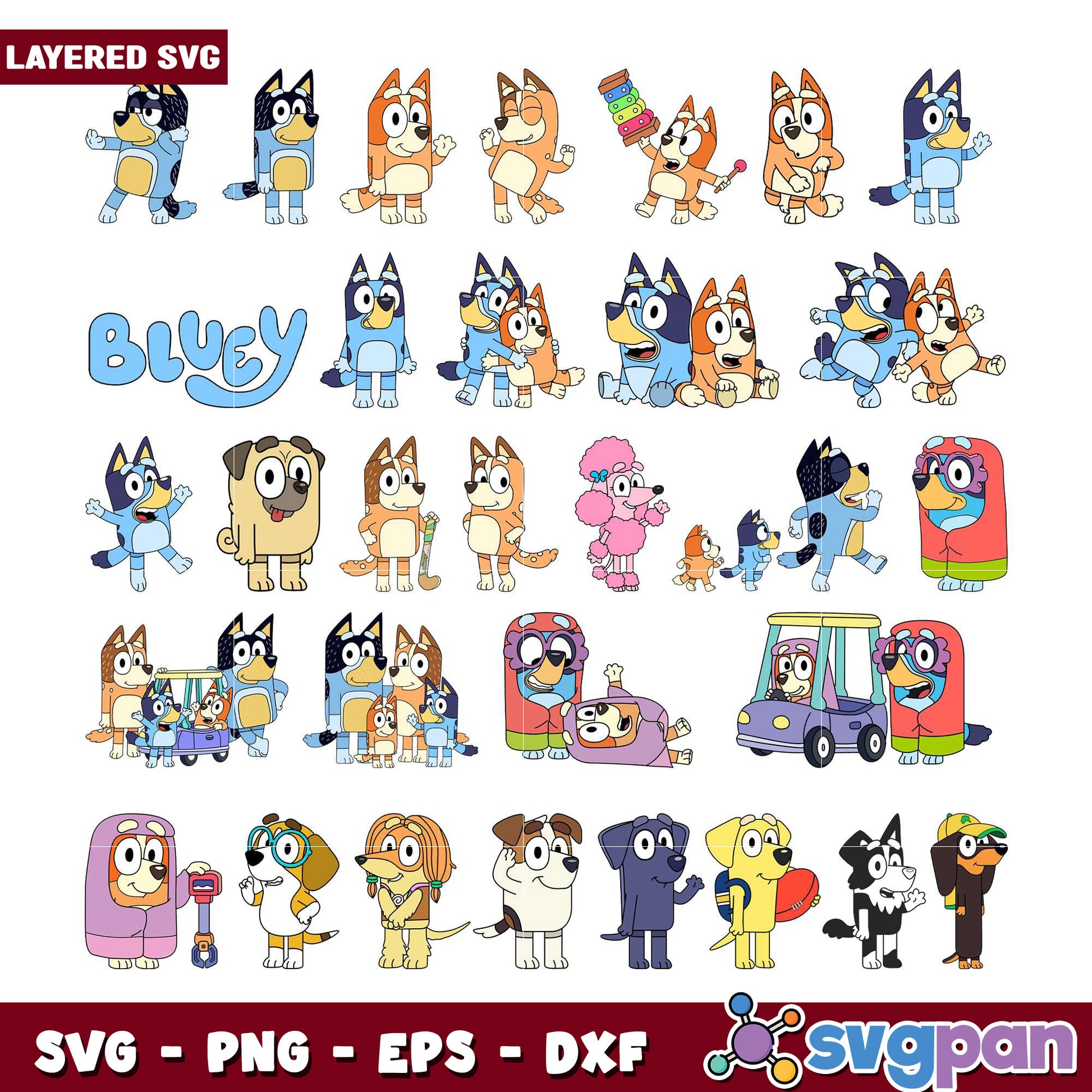 Bluey Layered SVG Bundle