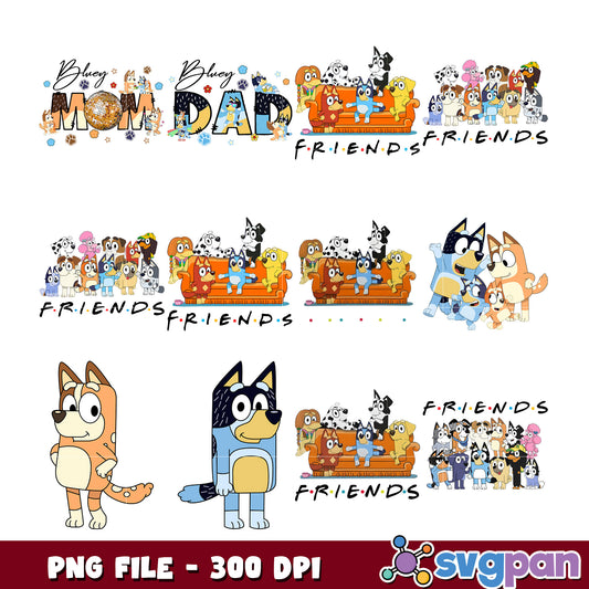Bluey Mom Dad Friends PNG Bundle 300 DPI