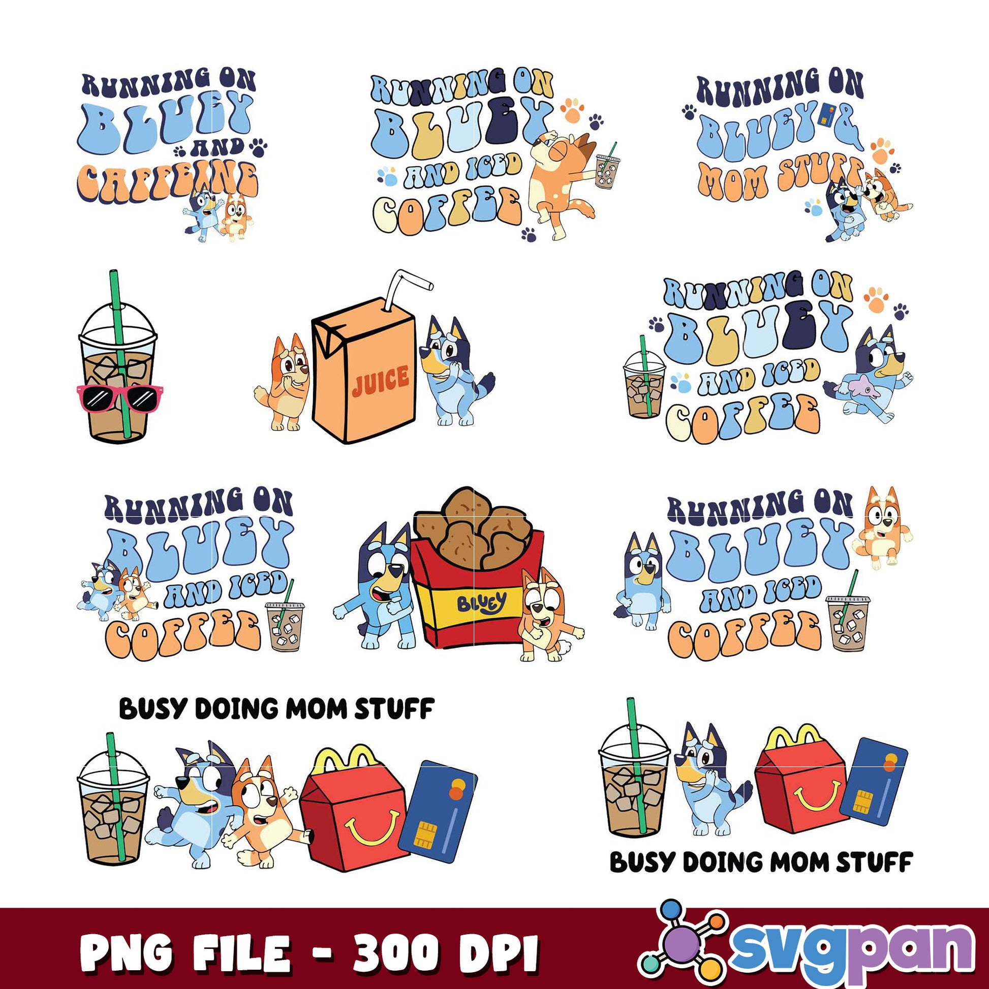 Bluey Mom Life PNG Bundle 300 DPI