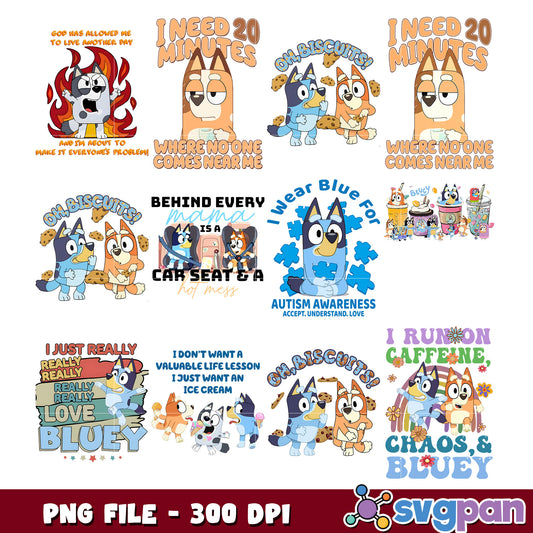 Bluey PNG Bundle 10 Cute Designs