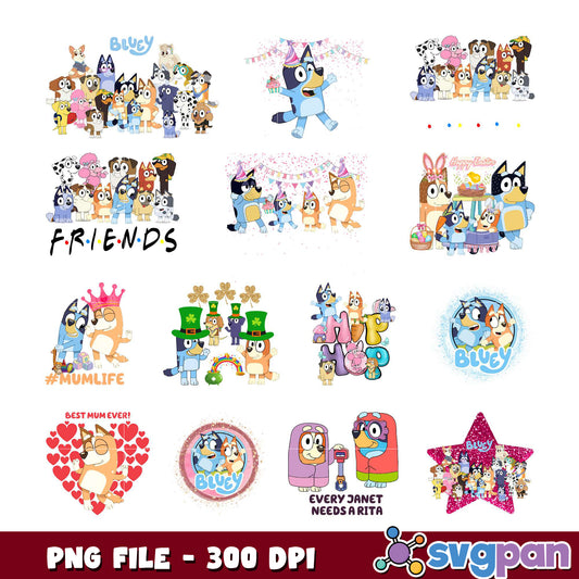 Bluey PNG Bundle 300 DPI Designs