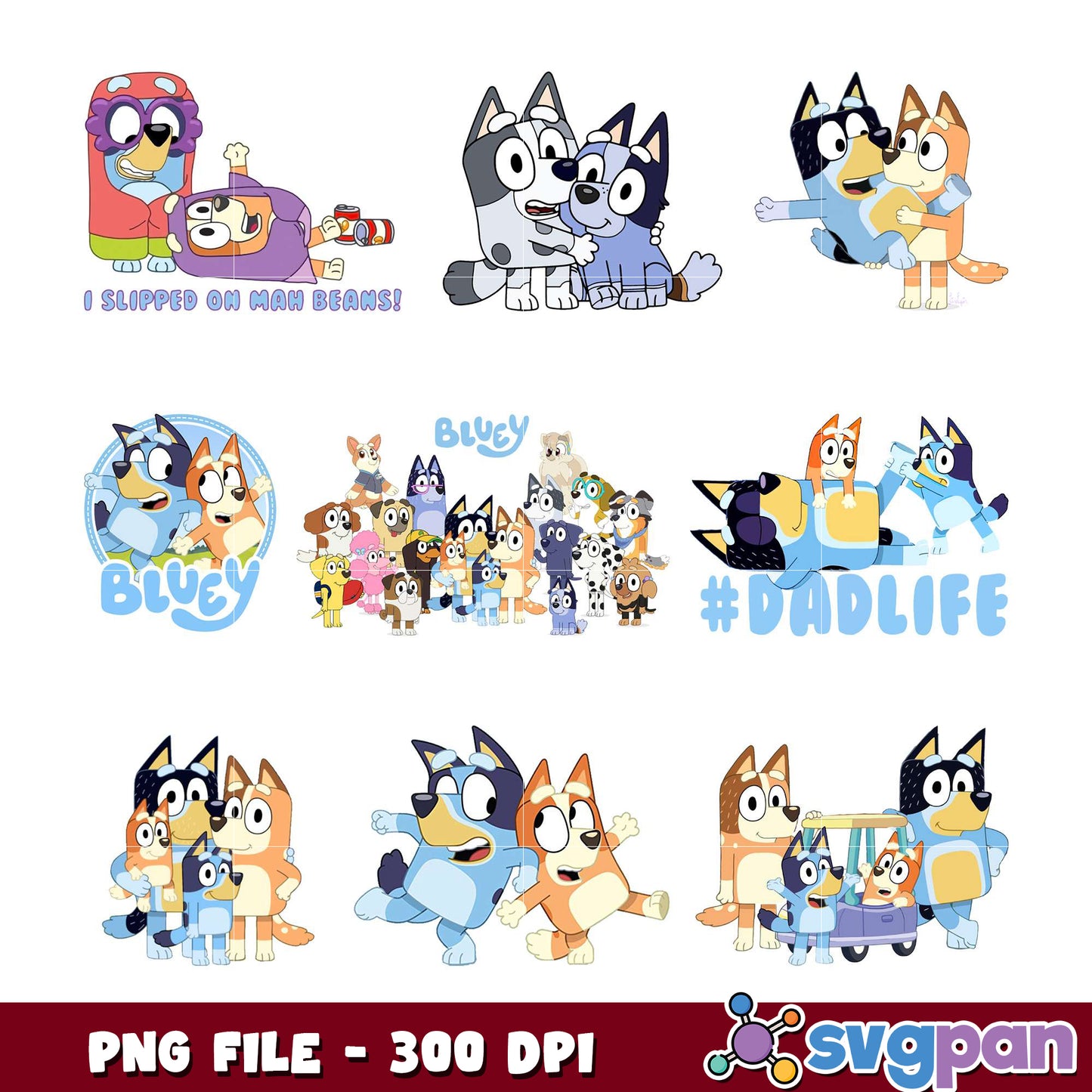 Bluey PNG Bundle 300 DPI Family Fun