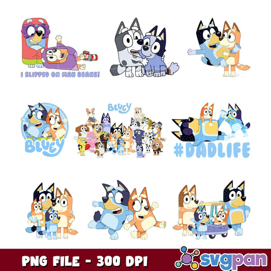 Bluey PNG Bundle 300 DPI Family Fun