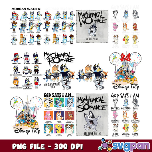 Bluey PNG Bundle Morgan Wallen, MCR, Disney