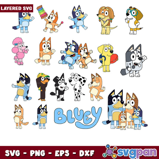 Bluey SVG Bundle Layered Cut Files