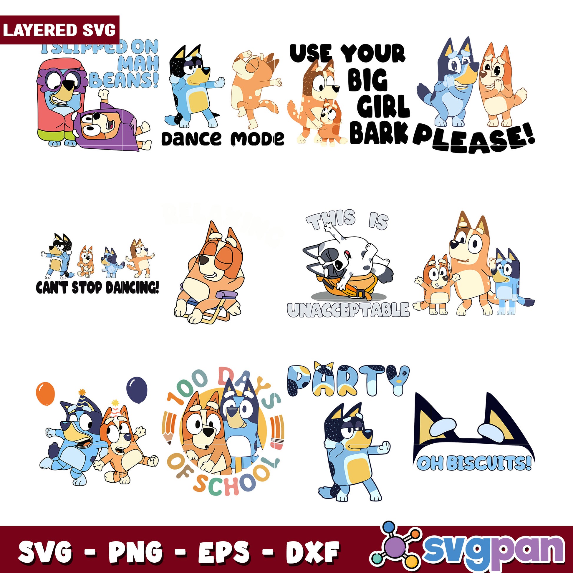 Bluey SVG Bundle Layered Designs