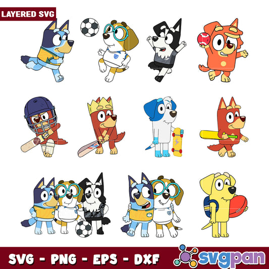 Bluey Sports Bundle SVG Cut Files