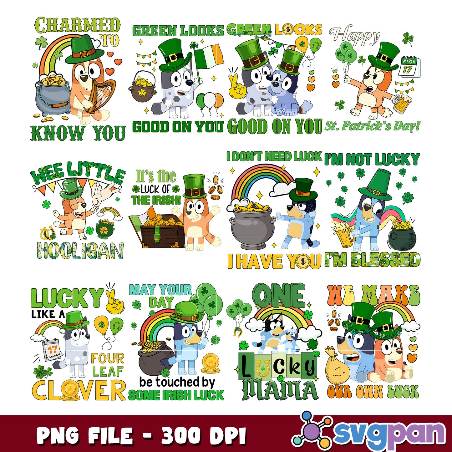 Bluey St Patricks Day SVG Bundle PNG