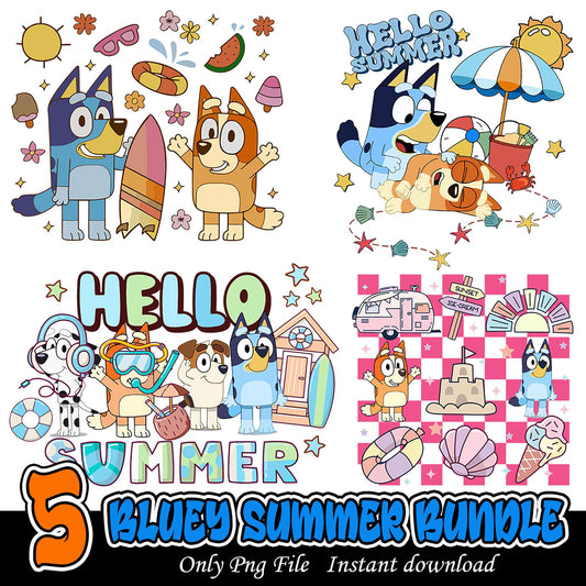 Bluey Summer Bundle PNG Designs for Fun and Creativity