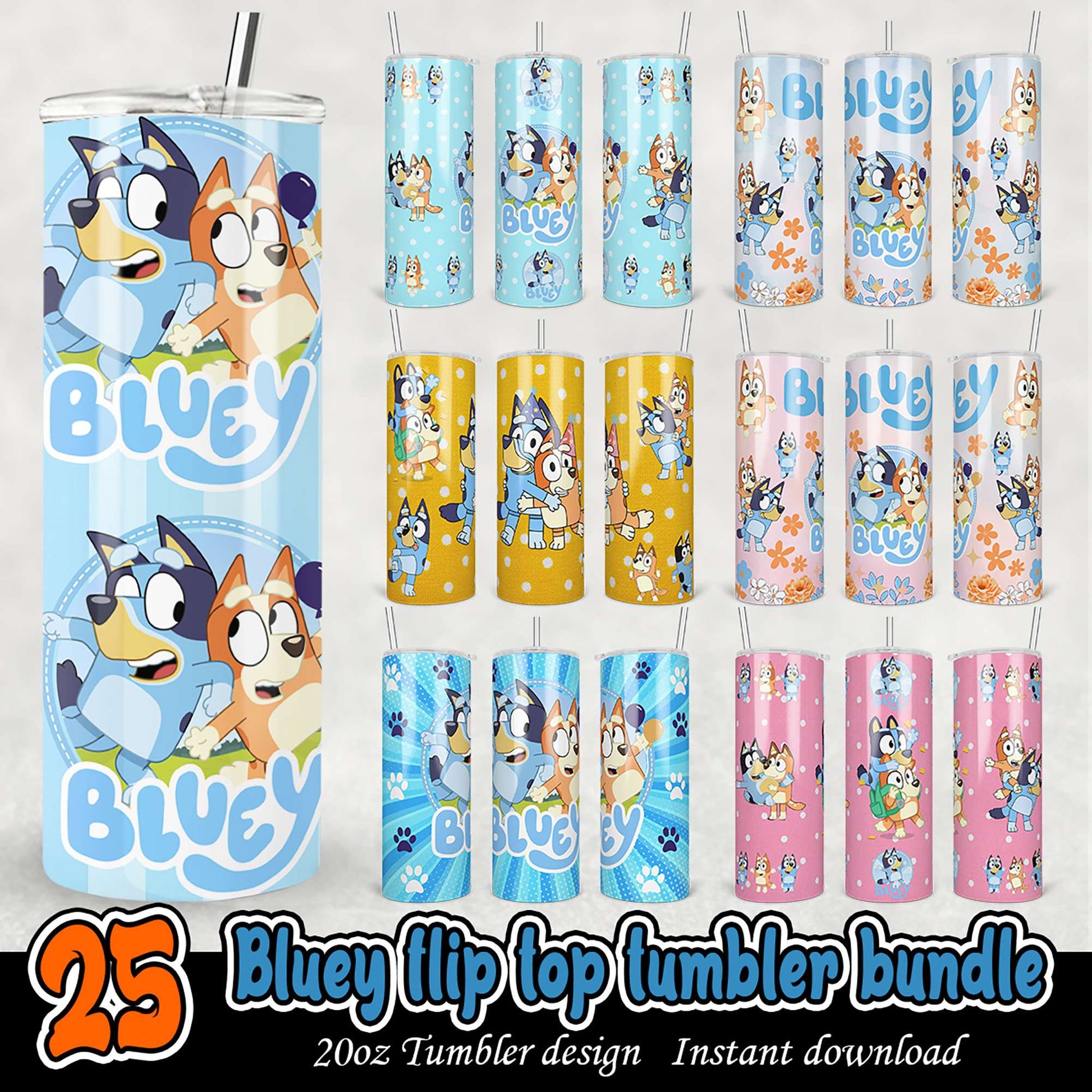 Bluey Tumbler Bundle 25 PNG Designs