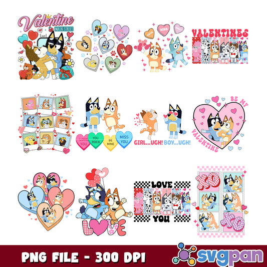 Bluey Valentines Bundle PNG 300 DPI