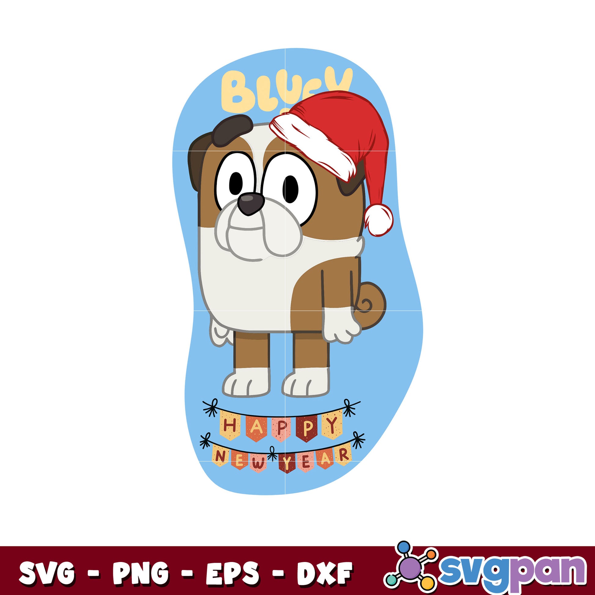 Bluey Winton happy new year svg, bluey christmas hat svg