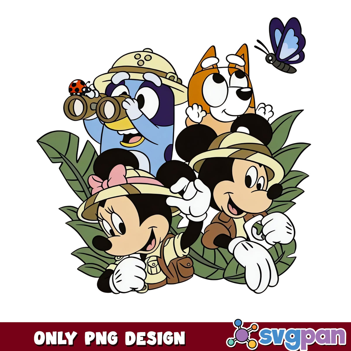 Bluey And Mickey Mouse Safari PNG, Disney Bluey PNG, Adventure PNG