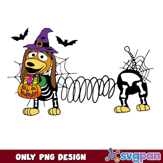 Bluey Skeleton Halloween PNG, Witch Trick Or Treat Pumpkin, Bluey PNG
