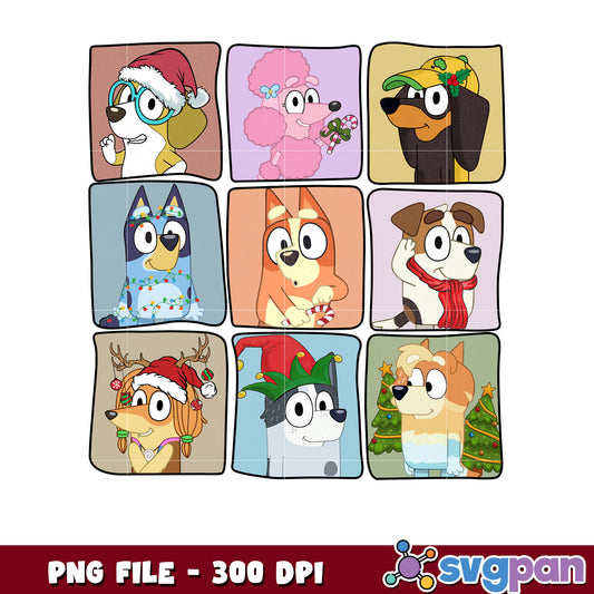Bluey's friends png, bluey christmas png, merry christmas png