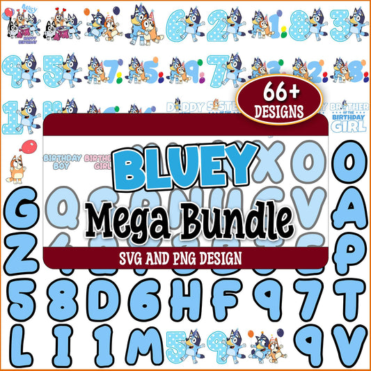 Bluey alphabet birthday svg bundle