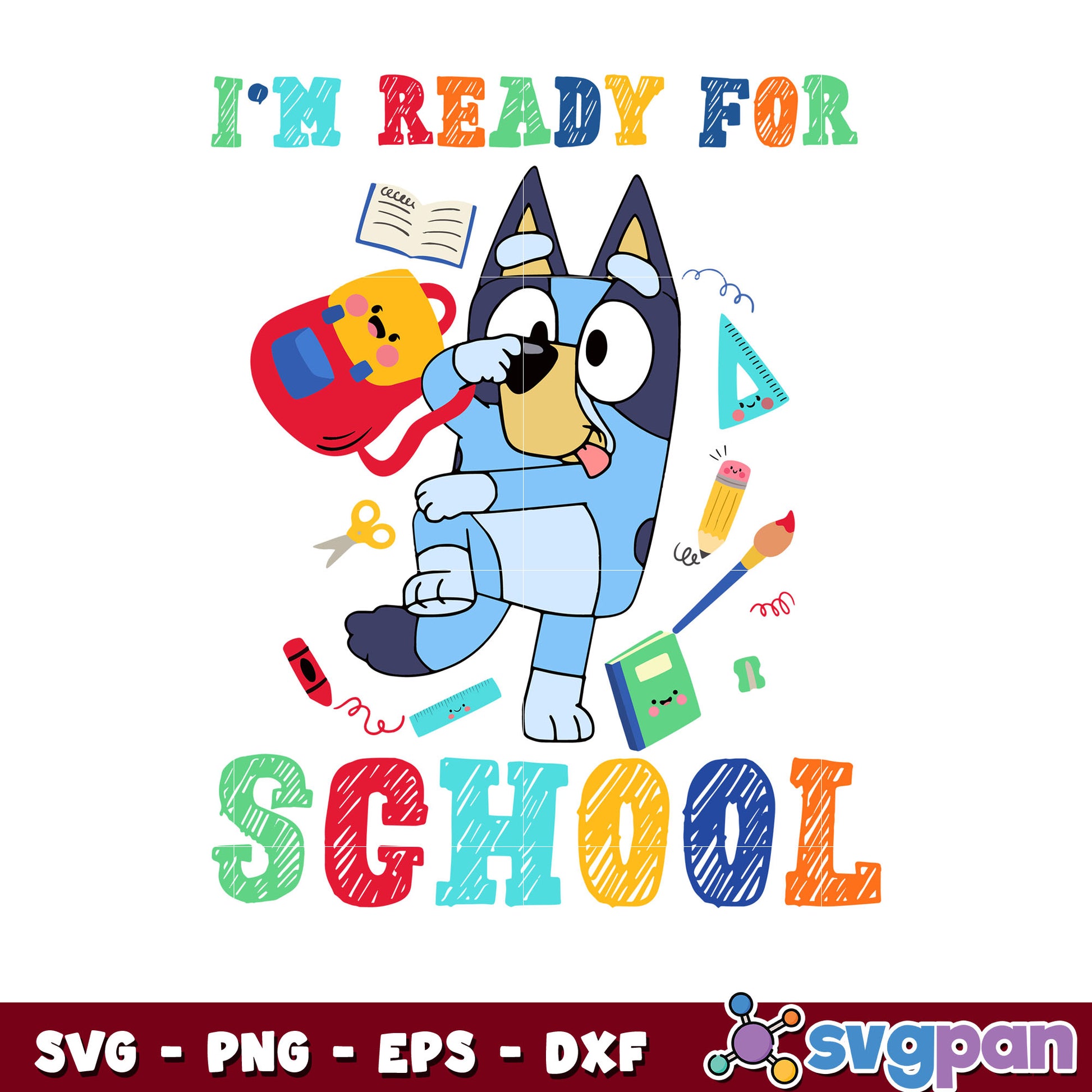 Bluey and bingo back To school svg, bluey school​ svg, cartoon svg