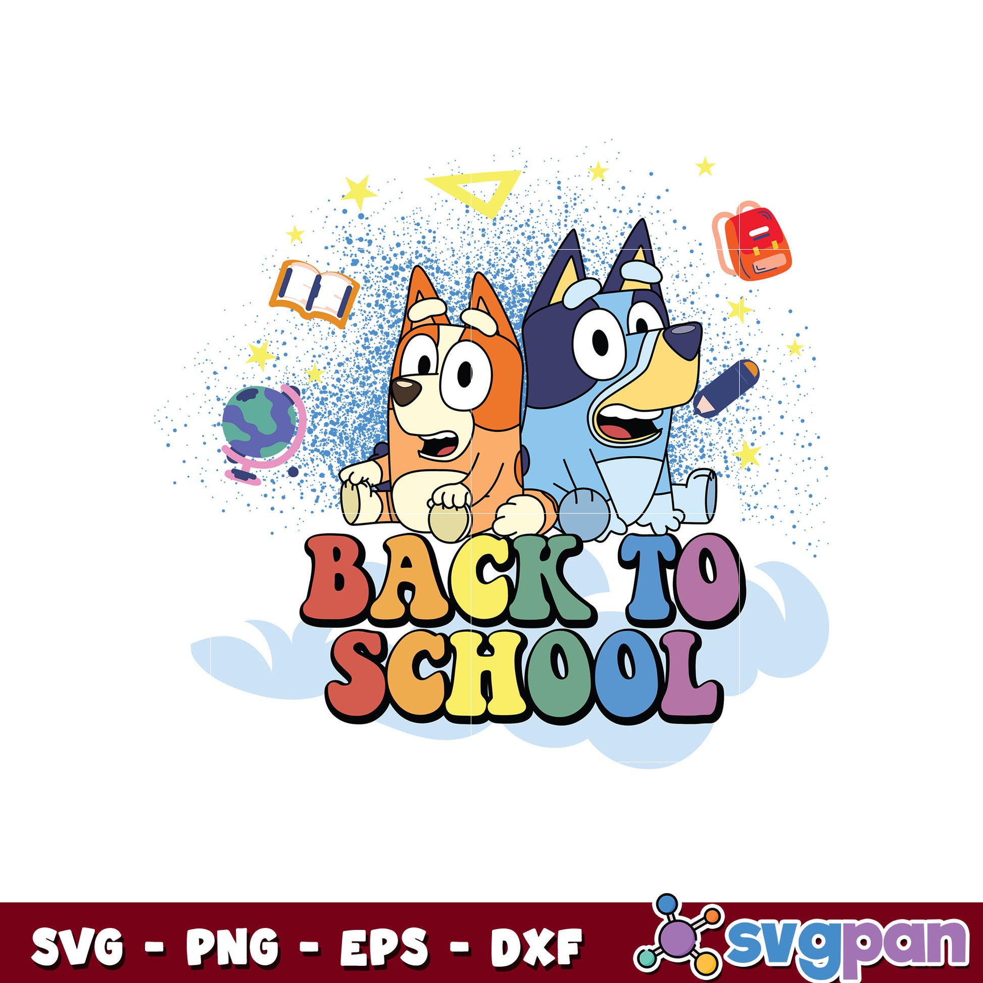 Bluey and bingo back to school svg, bluey cartoon svg, bluey svg