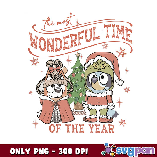 Bluey and bingo christmas hat png, grinch christmas tree png