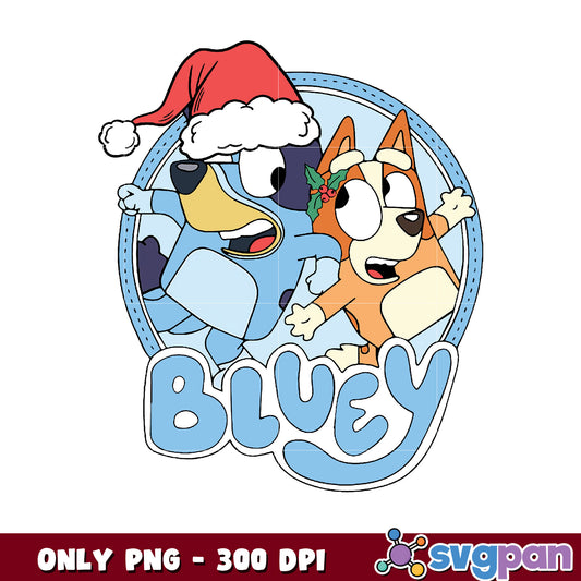 Bluey and bingo dog christmas png, bluey christmas png, bluey png