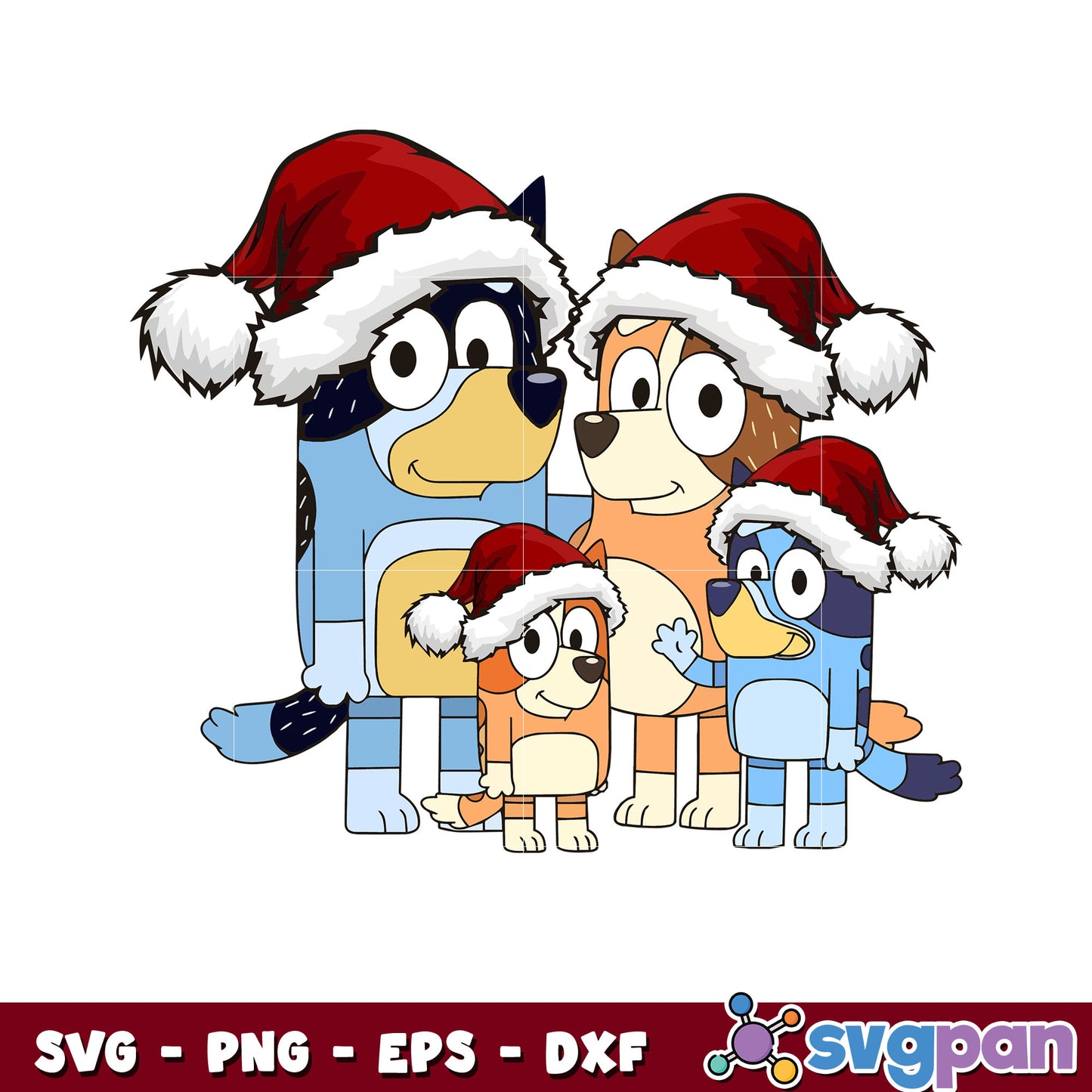 Bluey and bingo family merry christmas svg, bluey christmas svg