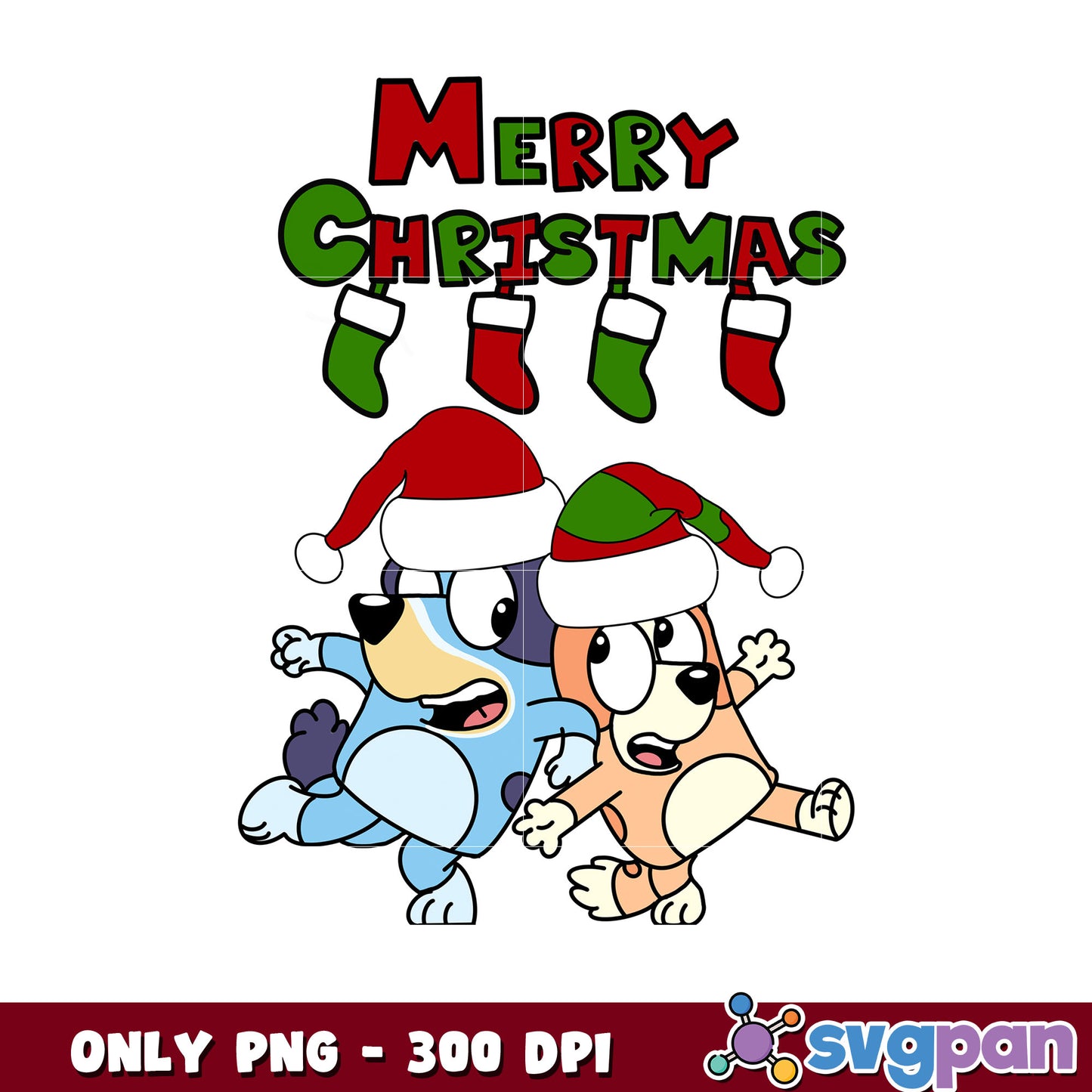 Bluey and bingo merry christmas hat png, grinch christmas png