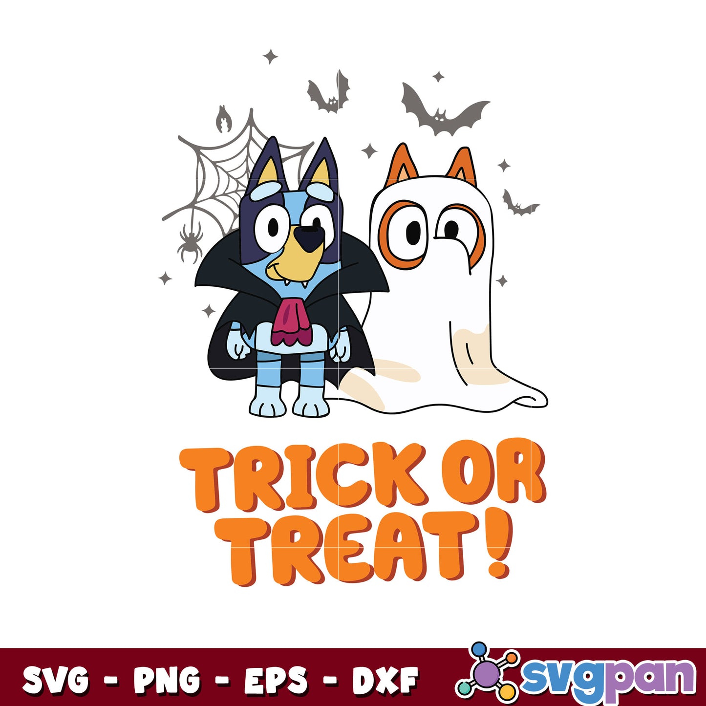 Bluey and bingo trick or treat halloween svg, bluey halloween svg