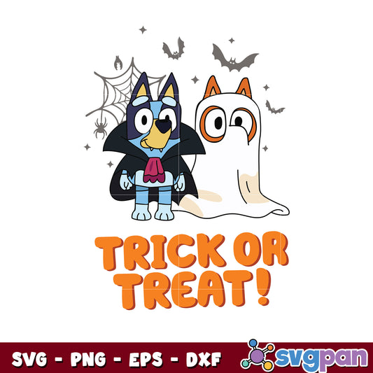 Bluey and bingo trick or treat halloween svg, bluey halloween svg