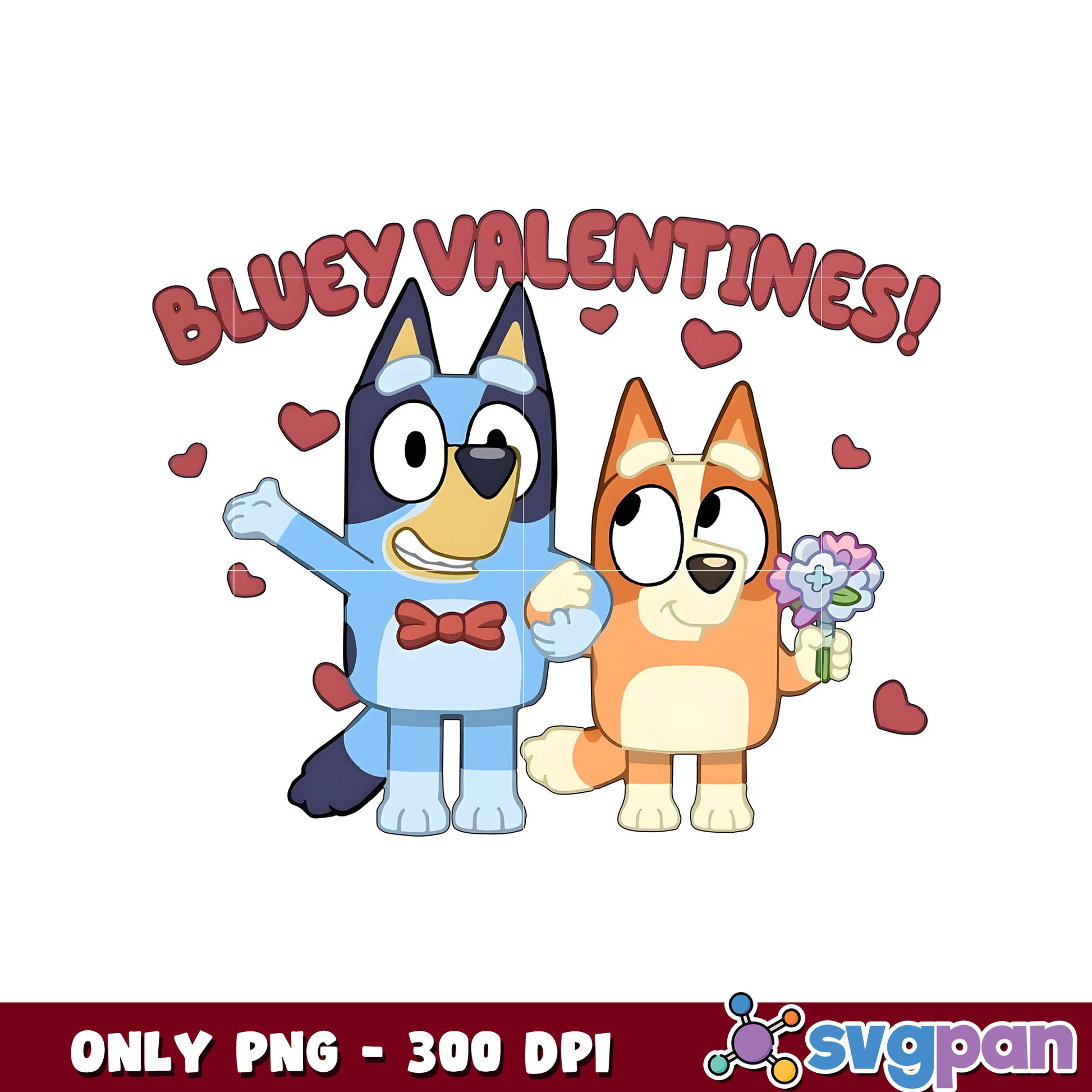 Bluey and bingo valentines design png, bluey character png