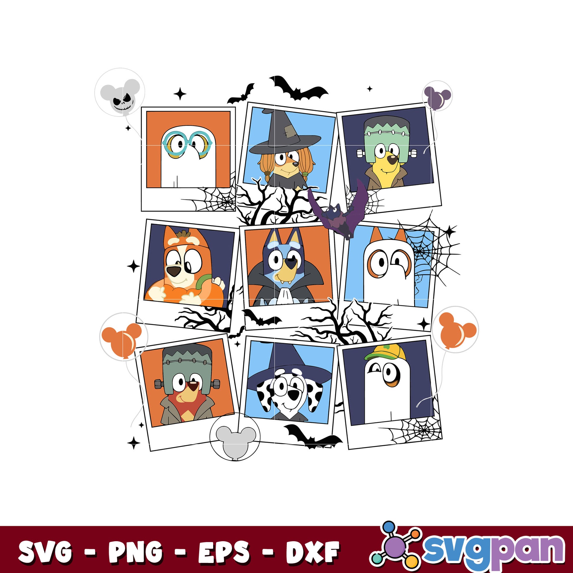 Bluey and family halloween svg, cartoon bluey svg, cartoon svg