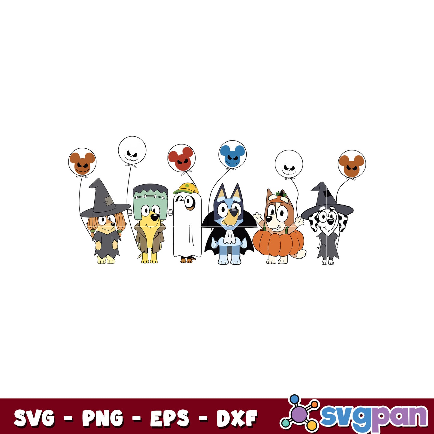 Bluey and family halloween svg, halloween bluey​ svg, cartoon svg