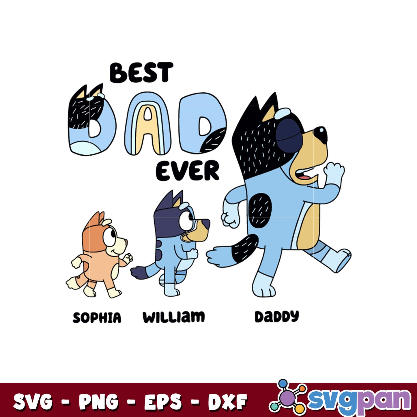 Bluey and fmaily dad svg, bluey dad​ svg, bluey cartoon svg