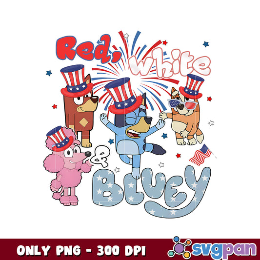 Bluey and friends 4th of july png, bluey character png, bluey png