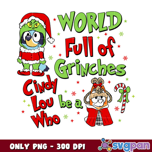 Bluey and friends christmas hat png, grinch christmas png