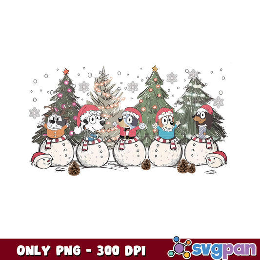Bluey and friends christmas tree png, santa christmas png