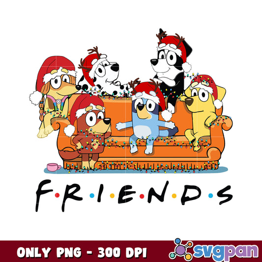 Bluey and friends lights christmas png, bluey christmas hat png