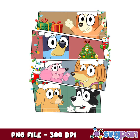 Bluey and friends png, bluey christmas png, merry christmas png