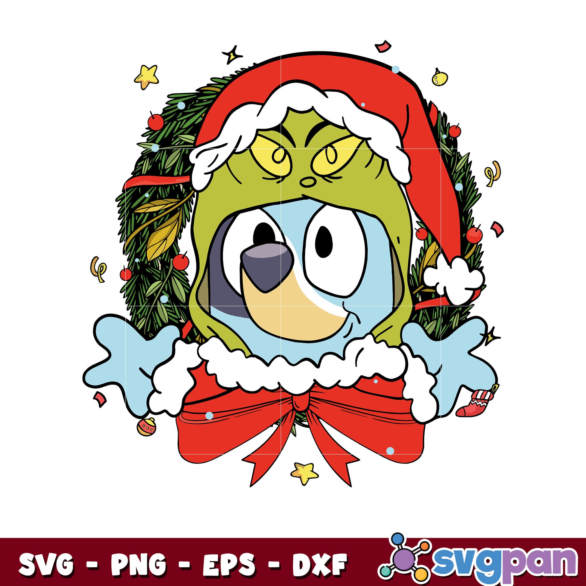 Bluey and grinch christmas design svg, bluey christmas​ svg