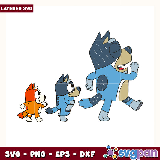 Bluey and his child svg, cute dog cartoon svg, bluey and bingo svg