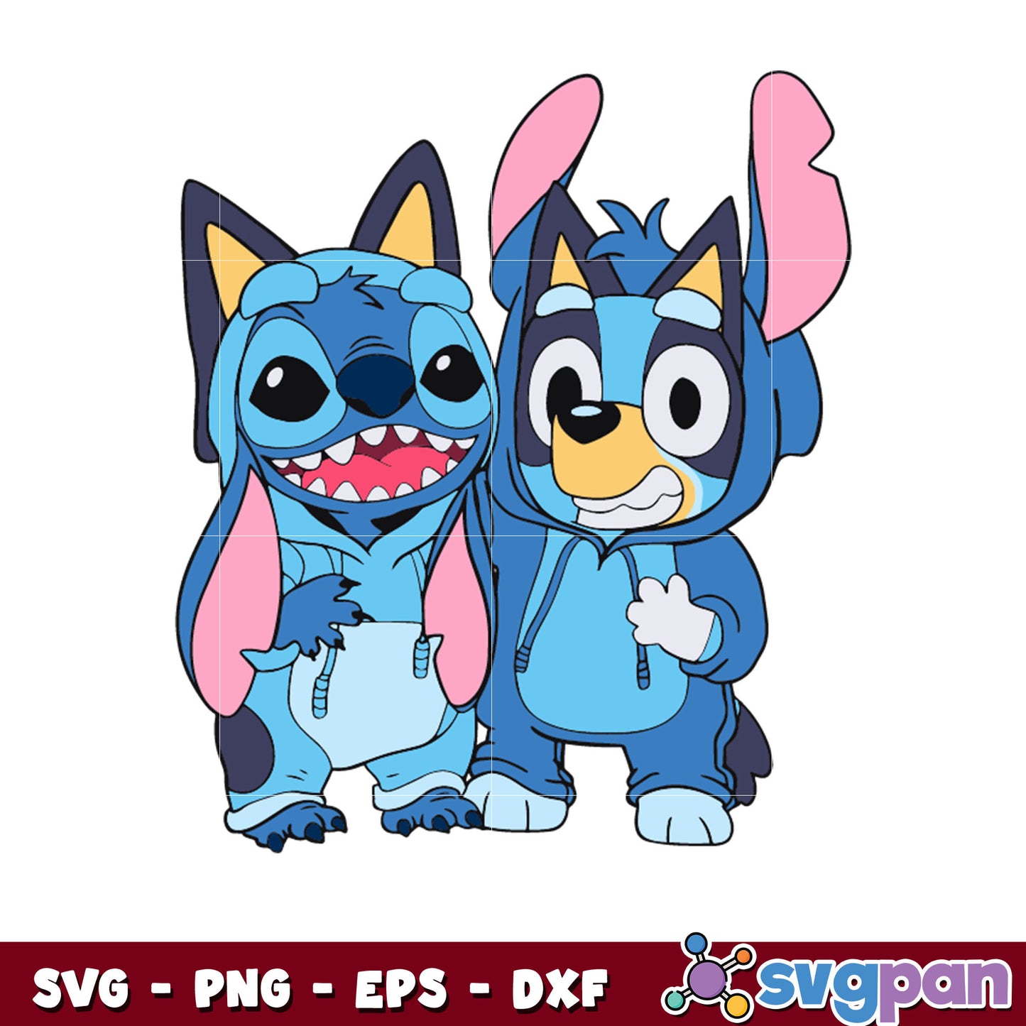 Bluey and stitch dog cartoon svg, bluey the sign​ svg, stitches​ svg