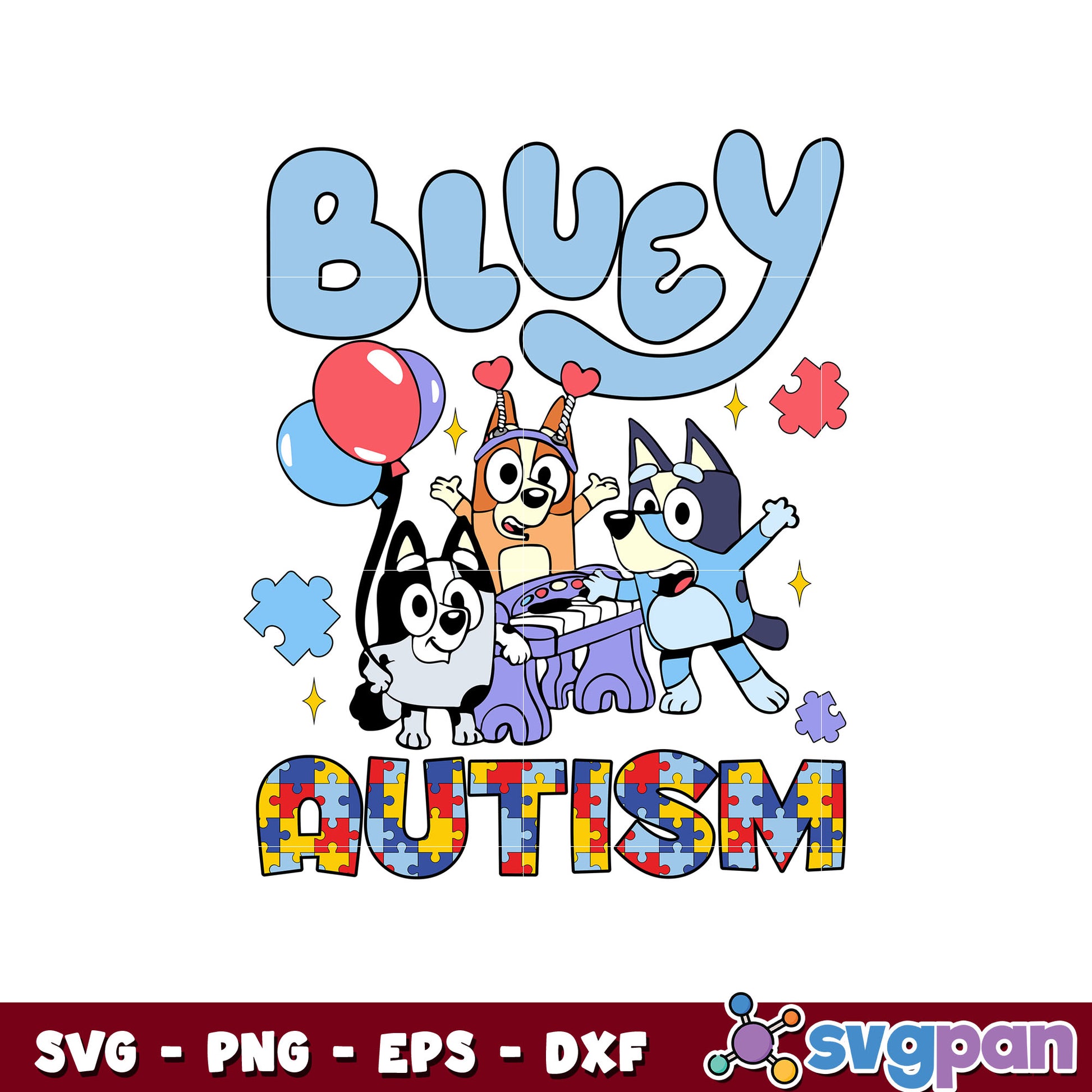 Bluey autism friends cartoon dog svg, bluey autism​ svg, bluey cartoon svg