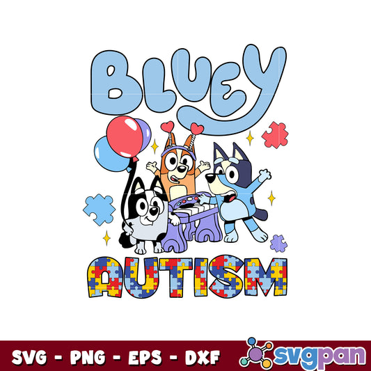 Bluey autism friends cartoon dog svg, bluey autism​ svg, bluey cartoon svg