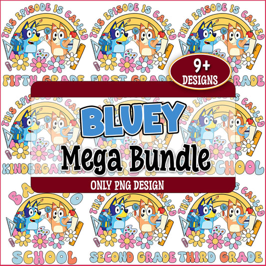 Bluey backs to school png bundle