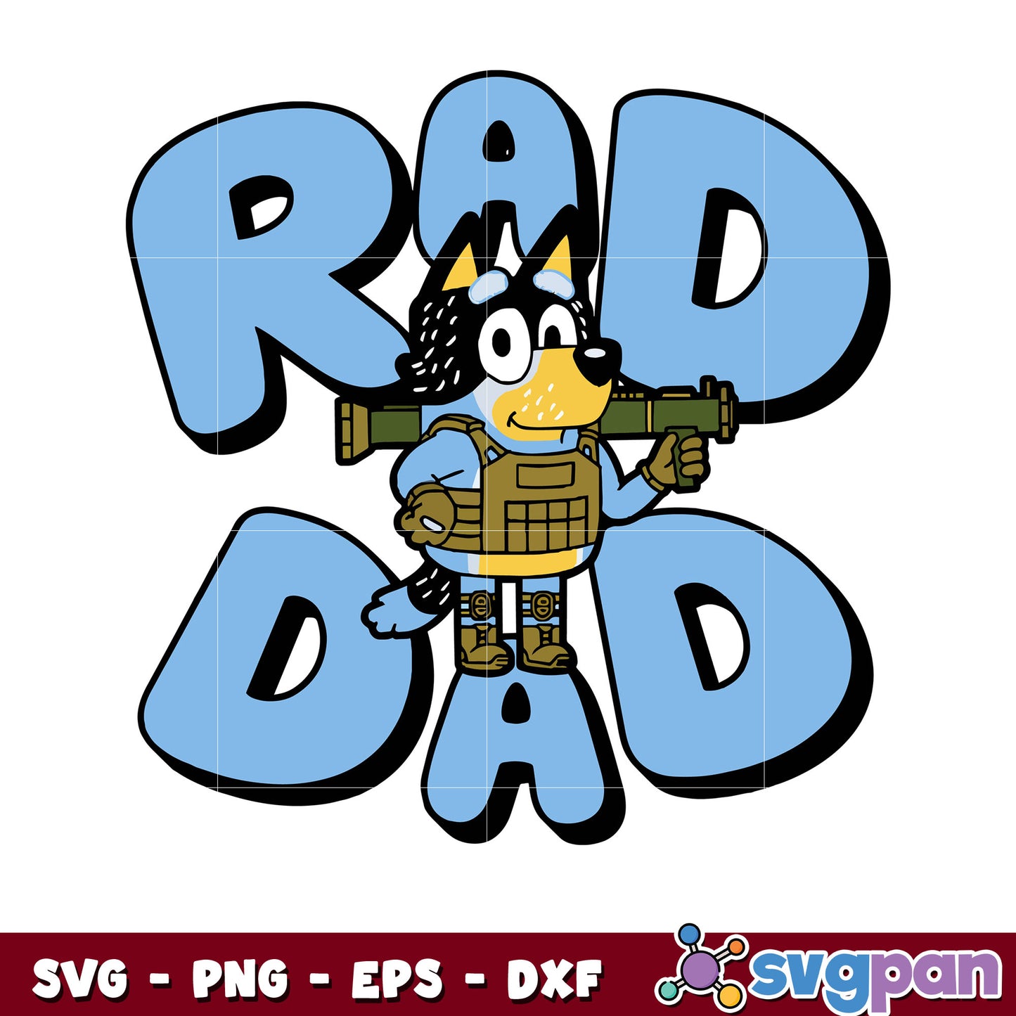 Bluey banbit dad army design svg, watch bluey army​ svg