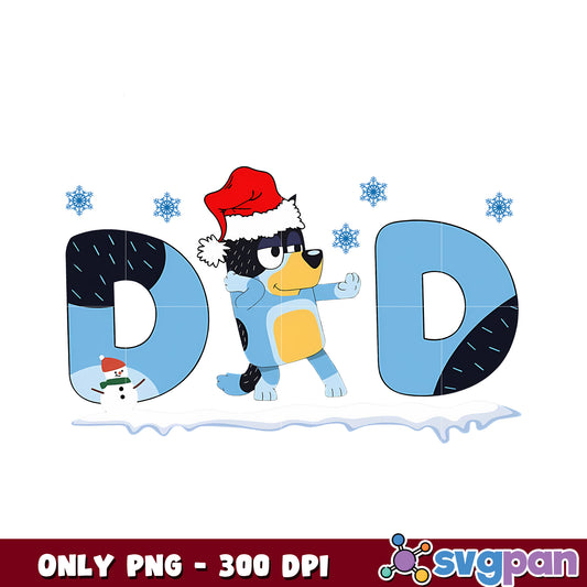 Bluey banbit dad christmas png, bluey christmas hat png